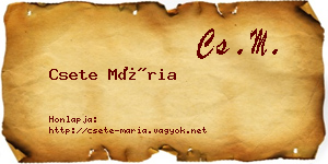 Csete Mária névjegykártya